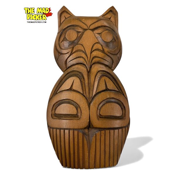 1998 Richard Campbell Signed First Nations Musqueam Artist Handmade Plaque "Owl"