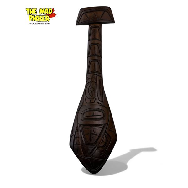 1991 Chester Joseph Signed Squamish First Nations Artist Eagle Paddle Plaque