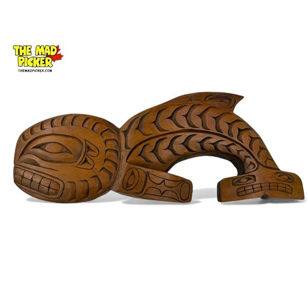 Vintage First Nations Hand Carved Killer Whale Plaque