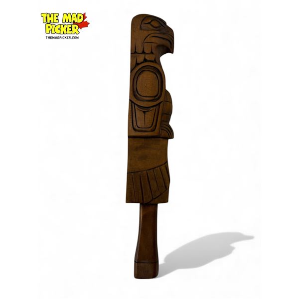 Vintage First Nations Hand Carved Wooden "Bald Eagle" Talking Stick