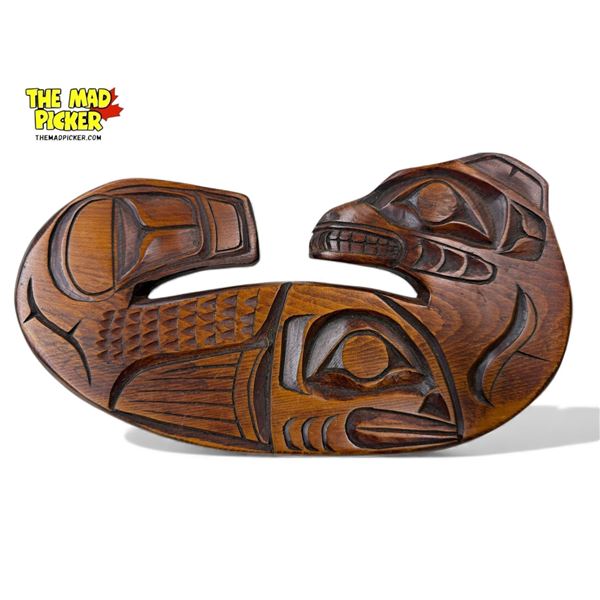 Vintage Kwakiutl First Nations Artist Signed Hand Carved "Seal" Plaque"