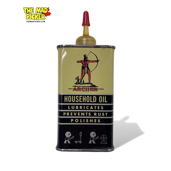 Vintage Archer Household Oil Lubricant Tin (Mostly Full)