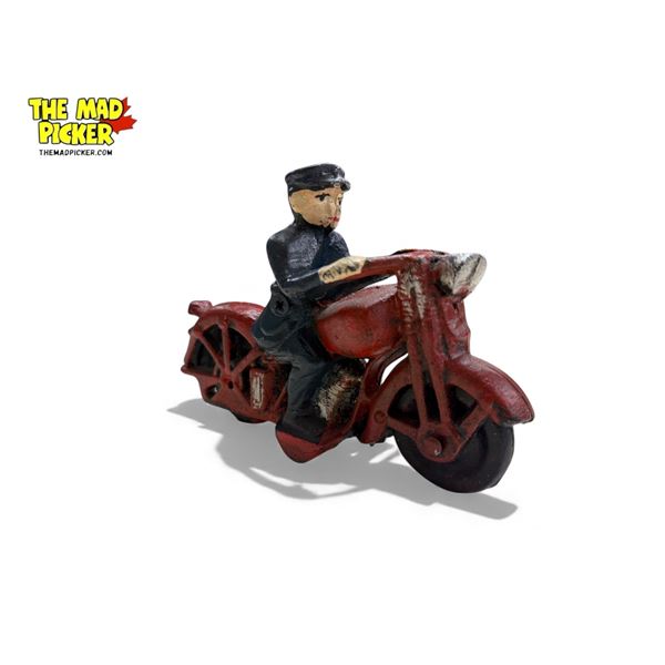 Vintage Cast Metal Policeman On Motorcycle