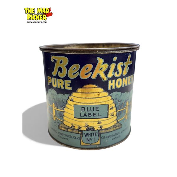 Vintage Canadian Beekist Pure Honey Blue Label Honey Tin
