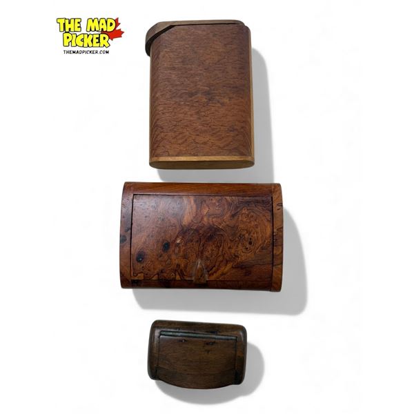 3x Handmade Wooden Containers