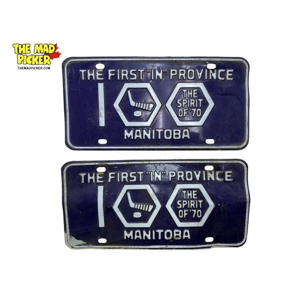 2x 1970 "The Spirit Of 70" Manitoba License Plates