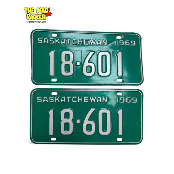 Pair Of 1969 Saskatchewan License Plates