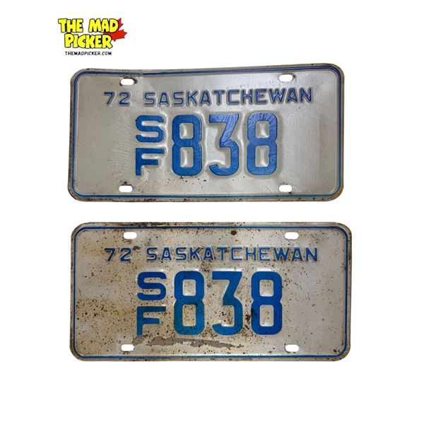 Pair Of 1972 Saskatchewan License Plates