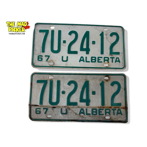 Pair Of 1967 U Alberta License Plates