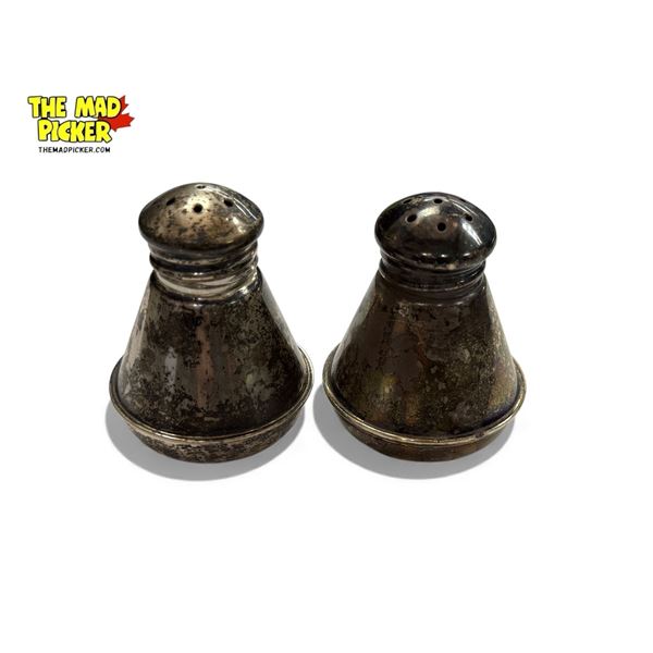 2x Vintage Sterling Silver Salt + Pepper Shakers