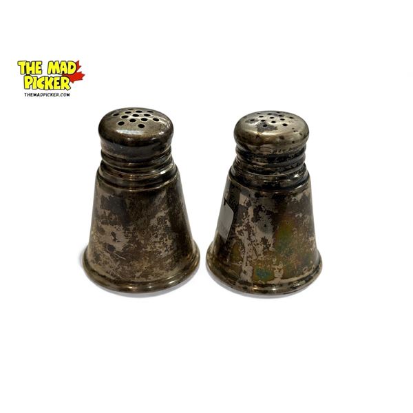 2x Vintage International Sterling Silver Salt + Pepper Shakers