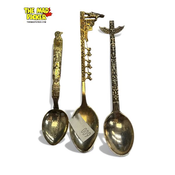 3x Vintage Sterling Silver Collector Spoons