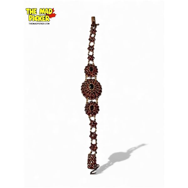 Vintage Rose Gold Tone Bracelet With Numerous Stones