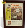 Image 1 : 1949 Camel Cigarettes Framed Vintage Print Ad Bearden & Vander Meer, 12x15.5" Display