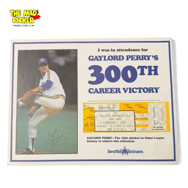Gaylord Perry 300th Career Win Commemorative Plaque Mariners 1982 Photo & Ticket Stub