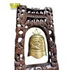 Image 3 : Vintage Chinese Hand Carved Wooden Frame With Brass Bell