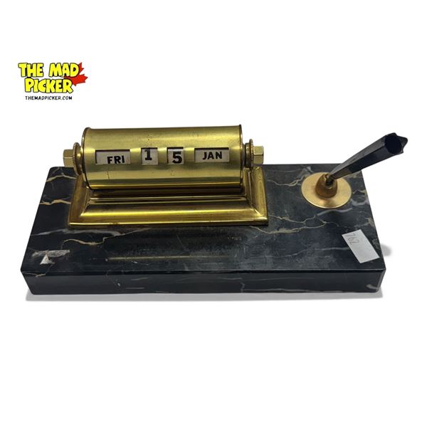 Vintage Marble Desk Calendar / Pen Holder