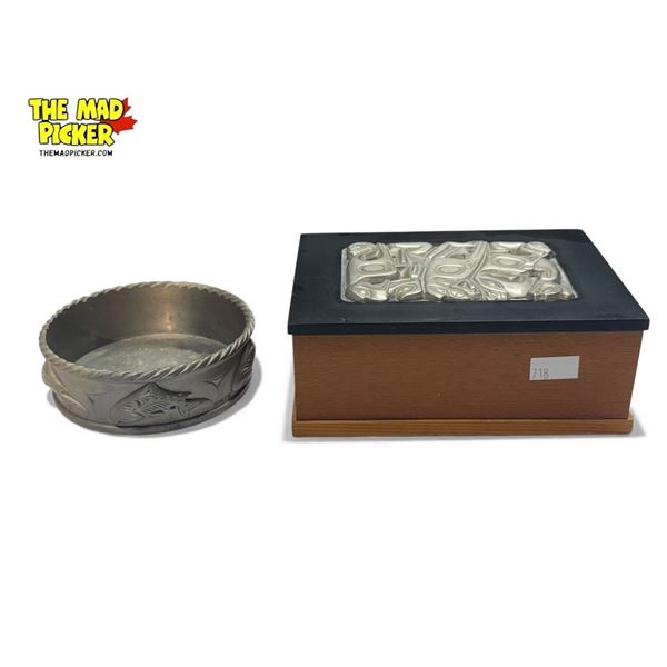 2x Boma First Nations Collectibles: Pewter Bowl & Lidded Box