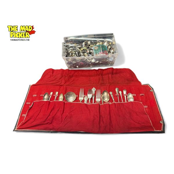 Vintage Cutlery In Case Set & Collector Spoons