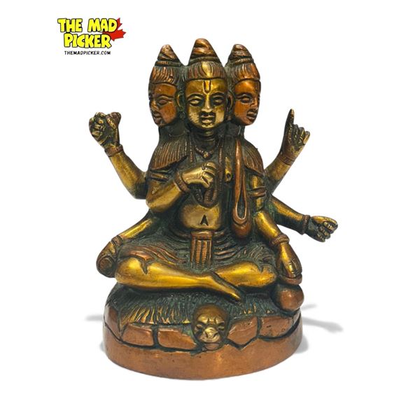 Vintage Heavy Bronze Lord Dattatreya Statue