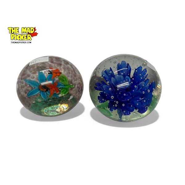 2x Art Glass Paperweights