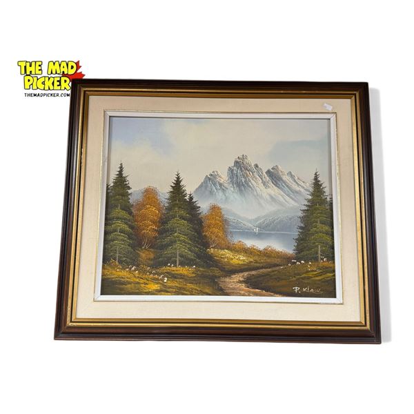 P. Klaus Signed Original OIl On Canvas Painting - Nature Mountain Scene
