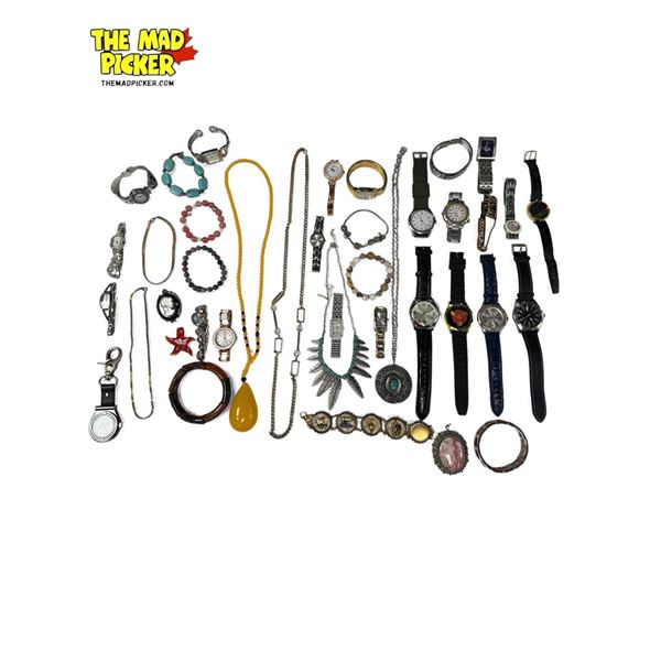 Assorted Watches & Jewellery: Bracelets, Necklaces, Bangles