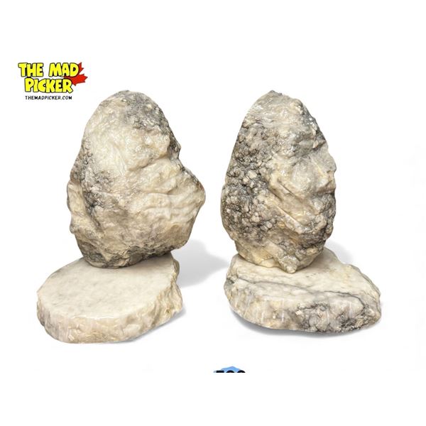 2x Vintage Raw Mineral Bookends