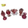 Image 1 : 5x Vintage Cranberry Glass Collectibles: Vases & Bowl