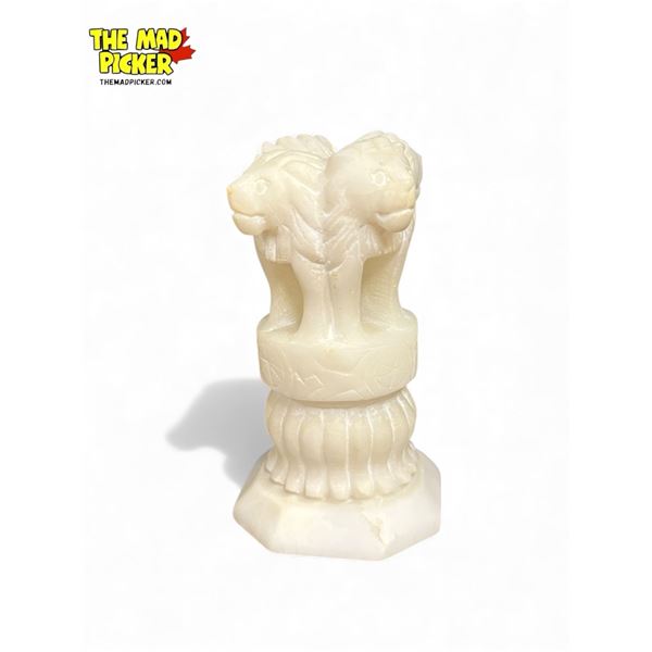 Vintage Carved Alabaster Lion Figurine