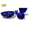 Image 2 : 4x Cobalt Blue Glass Collectibles: Vases & Bowl