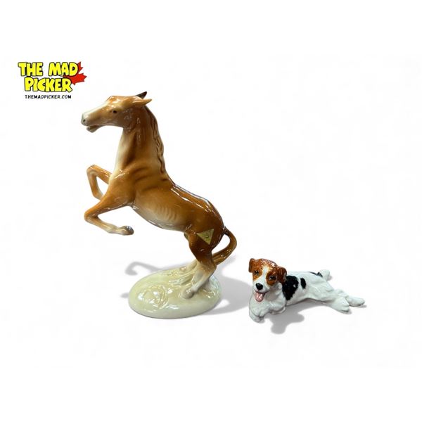 2x Vintage Porcelain Animals: Royal Doulton Dog & Royal Dux Horse