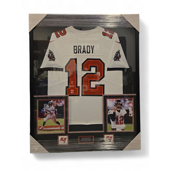 Tom Brady #12 Tampa Bay Buccaneers Superbowl Champion Hand-Autographed Framed Limited Jersey - with 