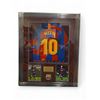 Image 1 : Lionel Messi FC Barcelona Hand-Autographed Framed Jersey - with COA (Frame: 36" L x 45" H x 1/2" D.)