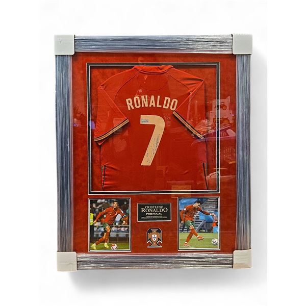 Cristiano Ronaldo Portugal FIFA UEFA Champion League Hand-Autographed Framed Jersey - with COA (Fram