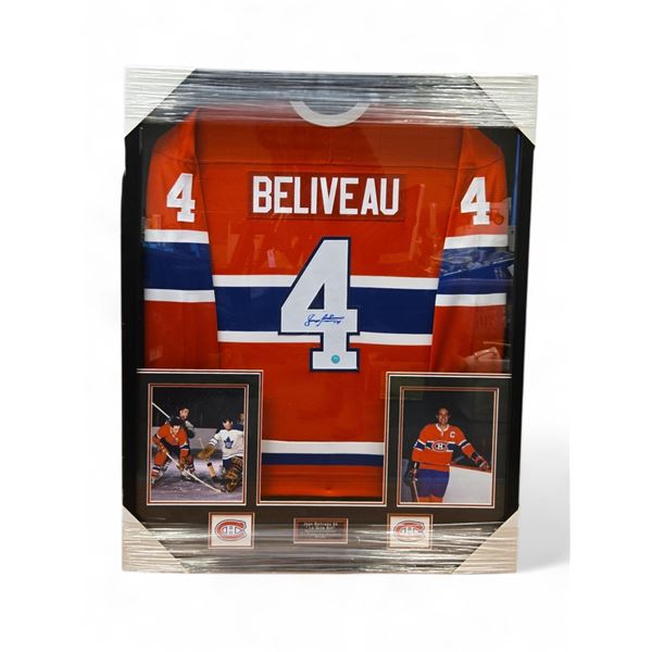 Jean Beliveau #4 "Le Gros Bill" Montreal Canadians Stanley Cup Champion "HOF 1972" Hand-Autographed 