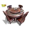 Image 1 : Beautiful Vintage Chinese Rosewood Dining Table With Great Details + Lazy Susan