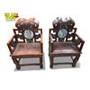 Image 1 : 2x Vintage Chinese Rosewood Stone Inlay Arm Chairs (Heavy)