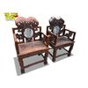 Image 2 : 2x Vintage Chinese Rosewood Stone Inlay Arm Chairs (Heavy)