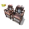 Image 3 : 2x Vintage Chinese Rosewood Stone Inlay Arm Chairs (Heavy)