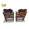 Image 5 : 2x Vintage Chinese Rosewood Stone Inlay Arm Chairs (Heavy)