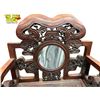Image 9 : 2x Vintage Chinese Rosewood Stone Inlay Arm Chairs (Heavy)