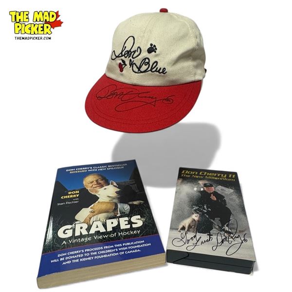 Don Cherry Autographed Hat & Cherry 11 VHS Tape w Grapes Book