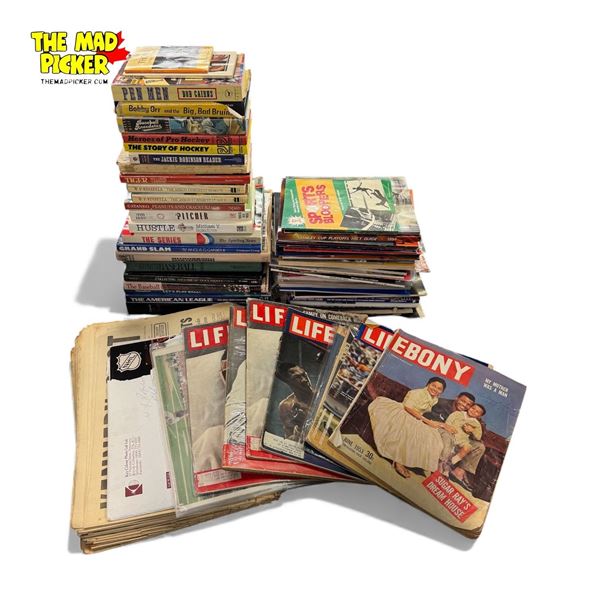Large Collection of Sports Books, Magazines & Other Printed Material: Baseball, Hockey, Boxing More