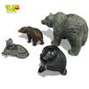 Image 2 : Collection of 4 Carved & Cast Animals: Soapstone Bear, Pewter Cougar, Bronze Bear & Boma Walrus