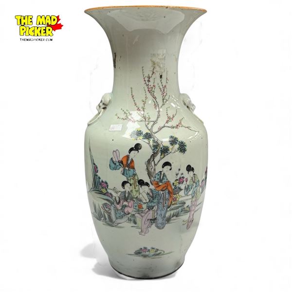 Antique Famille Rose Chinese Porcelain Vase Circa 1912-1949 17" Tall