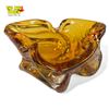 Image 2 : Vintage Amber Chalet Art Glass Three Leaf Bowl 3.5" Tall