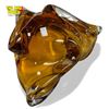 Image 3 : Vintage Amber Chalet Art Glass Three Leaf Bowl 3.5" Tall