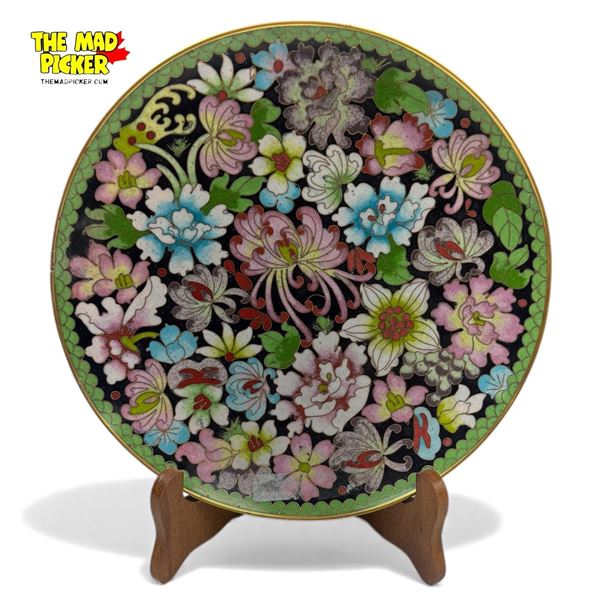 Mid 20th Century Chinese Cloisonne Enamel Plate 8.25" Diameter