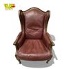 Image 1 : Classic Leather Wing Back Chair in Burgundy Leather Excellent Condition 29 x 32 x 49"